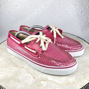 Sperry Driving Slip On Boat Loafers Women 7 Pink Sequin Biscayne Outdoor‎ Shoes